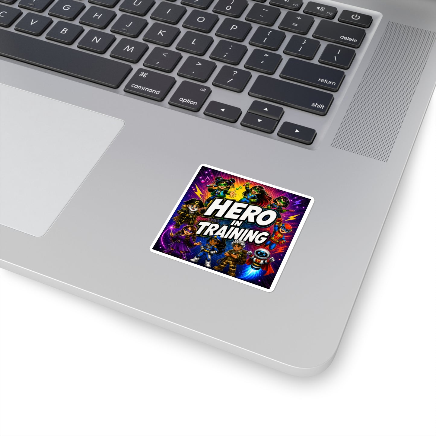 Hero in Training Square Sticker — Kids Superhero Squad Decal