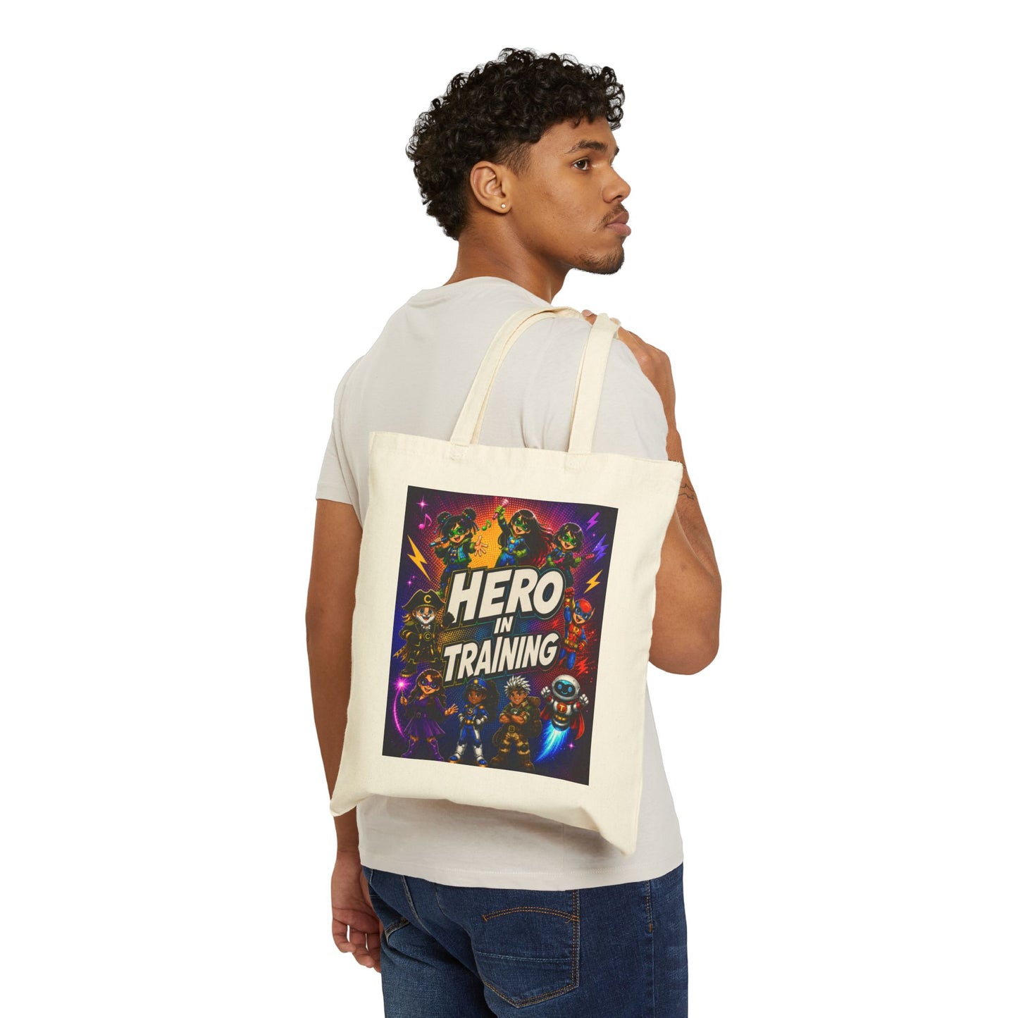 Hero in Training Tote Bag — Kids Superhero Canvas Tote